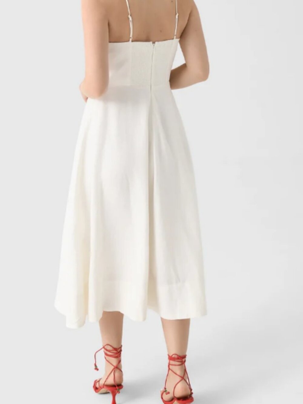 FARM Rio Garden Off White 3D Flower Linen Midi Dress SZ L NWT *Flaw* - Picture 7 of 16